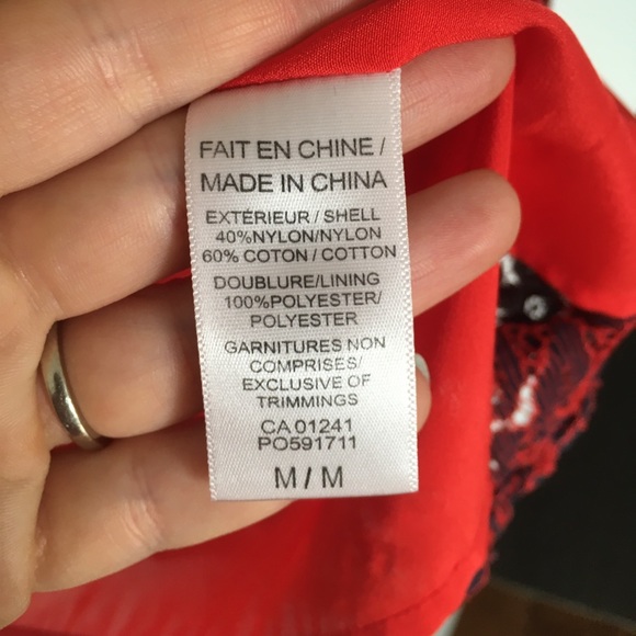 Lace red and navy top - Picture 5 of 10